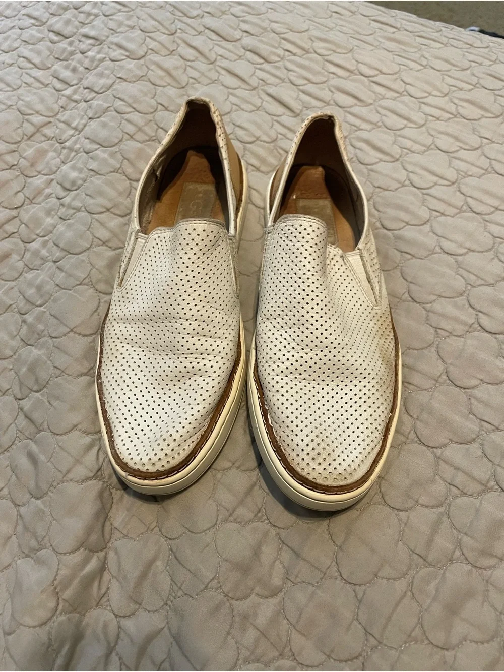 FUC UGG Women’s 8.5 US Slip-On Perforated Leather Casual Shoes - White